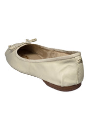 Sam Edelman Zooey Modern Ivory Bow Detailed Rounded Toe Slip On Ballet Flats