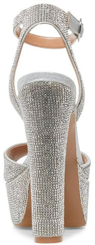 Steve Madden Skyla-R Rhinestone Ankle Strap Rounded Open Toe Platform Sandal