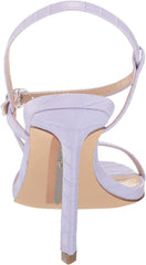 Sam Edelman Doran Lilac Croco Leather Stiletto Heel Ankle Strap Heeled Sandals
