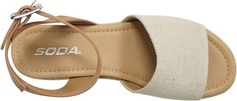 Soda Topic Beige Canvas/Tan Espadrille Ankle Strap Studded Platform Sandals