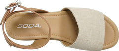 Soda Topic Beige Canvas/Tan Espadrille Ankle Strap Studded Platform Sandals