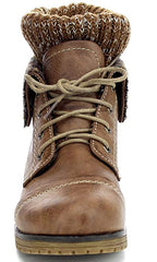 Refresh WYNNE-01 Women's combat style lace up ankle bootie, Taupe