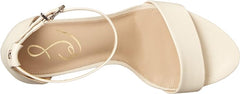 Sam Edelman Yaro Modern Ivory Ankle Strap Open Round Toe Block Heel Wide Sandals