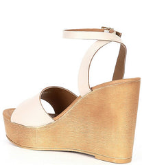 Steve Madden Welsh Bone Leather Ankle Strap Open Toe Platform Wedge Sandal