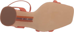 Sam Edelman Kia Terracotta Pink Squared Open Toe Ankle Strap Block Heeled Sandals