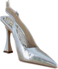 Sam Edelman Odette Soft Silver Fashion Buckle Pointed Toe Slingback Stiletto Pumps
