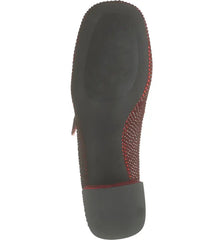 Jeffrey Campbell Regal Red Velvet Combo Embellished Block Heel Squared Toe Pumps