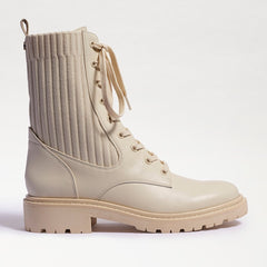 Sam Edelman Lydell Modern Ivory Block Heel Closed Toe Lace Up Combat Ankle Boots