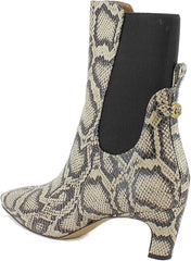 Sam Edelman Margo Roccia Python Pull On Pointed Toe Kitten Heeled Ankle Booties