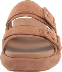 Sam Edelman Kenzie Cuoio Open Rounded Toe Slip On Double Buckle Straps Sandals