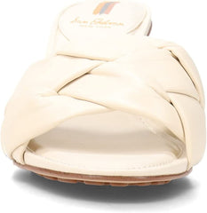 Sam Edelman Oaklie Modern Ivory Knotted Strap Triangular Block Heeled Sandals