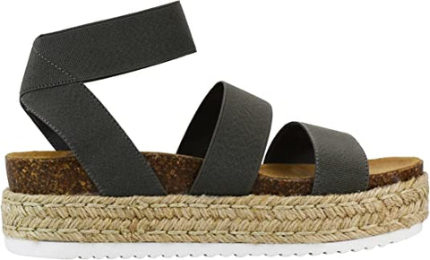 Steve Madden Kimmie Dark Grey Open Toe Platform Espadrille Fitted Wedge Sandal
