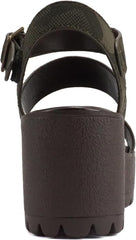 Soda Account Camouflage Ankle Strap Round Open Toe Strappy Block Heeled Sandals