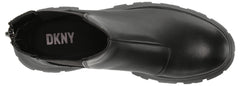 DKNY Sasha Black Fashion Platform Smooth Zip Rounded Toe Chunky Ankle Boots 9.5