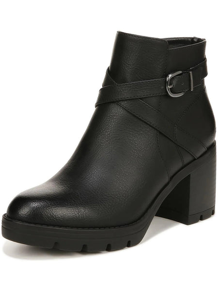 Naturalizer Madalynn Jet Black Nubuck Buckle Water Repellent Ankle Boots 11
