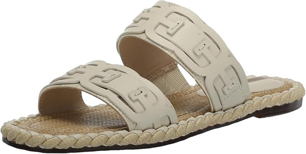 Sam Edelman Tatum Modern Ivory Open Toe Double Strap Slip On Flat Slides Sandals