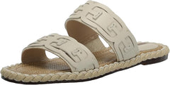 Sam Edelman Tatum Modern Ivory Open Toe Double Strap Slip On Flat Slides Sandals