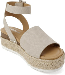 Soda Topic Light Stone Cobra Espadrille Ankle Strap Studded Platform Sandals 10