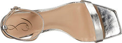 Sam Edelman Rayelle Soft Silver Ankle Strap Open Toe Kitten Heeled Dress Sandals