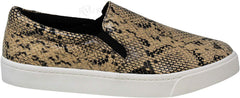SODA Shoes Women's Reign Slip On White Sole Shoes NATURAL Python (6)