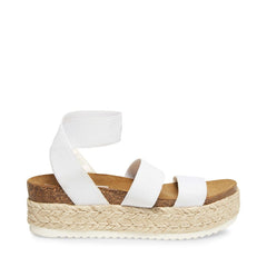 Steve Madden Kimmie White Rounded Open Toe Platform Espadrille Wedge Sandals