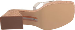 Sam Edelman Dev Bright White Cork Platform Slip On Block Heeled Open Toe Sandals