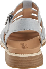 Dr. Scholl's A Ok Summer Blue Microfiber Round Open Toe Ankle Strap Flat Sandals