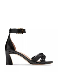 Cole Haan Adella Braid Black Leather Ankle Strap Open Toe Block Heeled Sandals