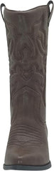 Soda Reno Dark Tan Western Cowboy Pointed Toe Knee High Pull On Western Boots