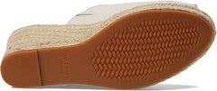 Cole Haan Cloudfeel Southcrest Ivory Leather Peep Toe Slip On Wedge Heel Sandals