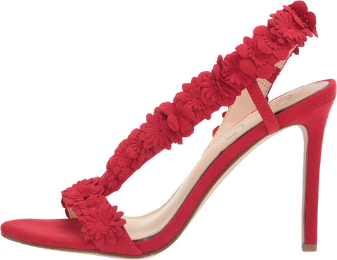 Jessica Simpson Jessin Red Muse Open Toe Flower Strap High Heel Dress Sandals