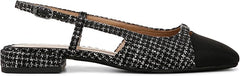 Sam Edelman Kara2 Black Boucle Multi Squared Toe Slingback Flats Sandals Loafers