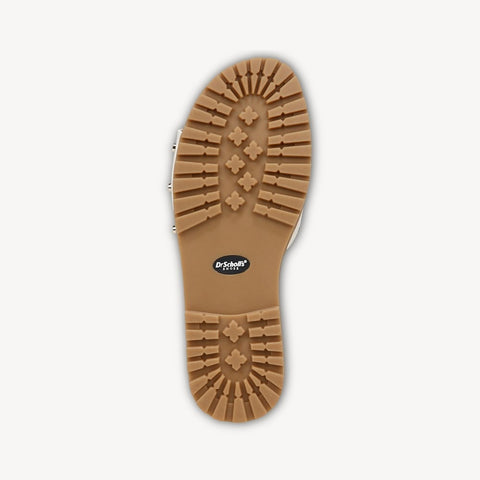 Dr. Scholl's Think Iconic White Faux Leather Slip On Flat Slides Sandals