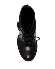 Vince Camuto Everna Black Leather Lace Up Lug Sole Block Heel Platform Bootie