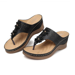 SHIBEVER Wedge Sandals for Women Comfortable Slide Dressy Beach Walking Slip On Platform Boho Flower Casual Sandal