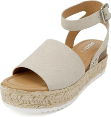 Soda Topic Light Stone Cobra Espadrille Ankle Strap Studded Platform Sandals 10