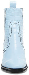 Steve Madden Geniva Light Blue Crocodile Pull On Square Toe Classic Western Boot