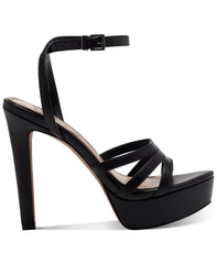 Jessica Simpson Balina Black Leather Stiletto Platform Heel Ankle Straps Sandals