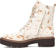 Sam Edelman Lue Natural/Ivory Chunky Heel Rounded Toe Lace Up Ankle Combat Boots