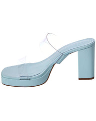 Schutz Platform Blue Open Toe Translucent Straps Block High Heel Sandals