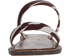 Sam Edelman Gala Brown Multi Fashion Slip On Open Toe Flat Manmade Slide Sandals