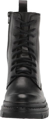 Steve Madden Jamisyn Black Leather Fashion Lace Up Ankle Chunky Combat Boots