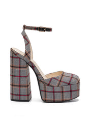 Jessica Simpson Skilla Black/White Platform Pump Buckle Strap Block Heel Sandals