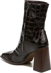 Sam Edelman Ivette 2 Espresso Squared Toe Stacked Block Heel Leather Ankle Boots