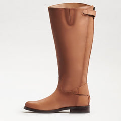 Sam Edelman Mikala 2 Whiskey Block Heel Rounded Toe Zip Leather Knee High Boots