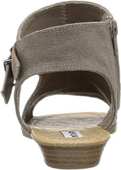 Steve Madden Vana Taupe Multi Canvas Open Toe Low Wedge Flat Gladiator Sandals