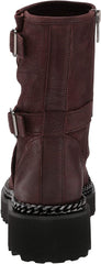 Vince Camuto Messtia Burgundy Motorcycle Buckle Moto Chain Chunky Platform Boots