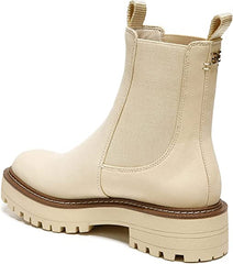 Sam Edelman Laguna White Leather Chelsea Moto Rounded Toe Pull On Ankle Boots