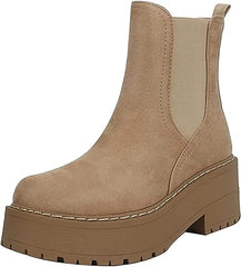Soda Yossi Camel Pull On Rounded Toe Chunky Platform Ankle Fashion Boots