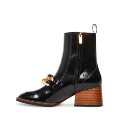 Steve Madden Loreen Mid-calf Shaft Chunky Gold Detail Heel Ankle Booties Black